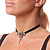 Vintage Diamante 'Rose' Choker Necklace On Black Velour Cord In Silver Finish - 29cm Length with 8cm extension - view 9