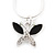 Tiny Crystal 'Butterfly' Pendant Necklace In Silver Plating - 40cm Length/ 4cm Extension