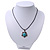 Burn Silver Turquoise Stone 'Flower' Pendant On Black Cotton Cord Necklace - 40cm Length/ 7cm Extension - view 4