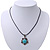 Burn Silver Turquoise Stone 'Flower' Pendant On Black Cotton Cord Necklace - 40cm Length/ 7cm Extension - view 2