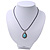Burn Silver Turquoise Stone 'Teardrop' Pendant On Black Cotton Cord Necklace - 40cm Length/ 7cm Extension - view 4
