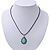 Burn Silver Turquoise Stone 'Teardrop' Pendant On Black Cotton Cord Necklace - 40cm Length/ 7cm Extension - view 2