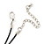 Burn Silver Turquoise Stone 'Teardrop' Pendant On Black Cotton Cord Necklace - 40cm Length/ 7cm Extension - view 3