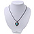 Burn Silver Turquoise Stone 'Heart' Pendant On Black Cotton Cord Necklace - 40cm Length/ 7cm Extension - view 5