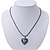 Burn Silver Turquoise Stone 'Heart' Pendant On Black Cotton Cord Necklace - 40cm Length/ 7cm Extension - view 2
