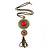 Long Red Tassel Pendant Necklace In Burn Gold Finish - 70cm Length - view 2