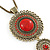 Long Red Tassel Pendant Necklace In Burn Gold Finish - 70cm Length - view 4
