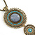Long Blue Tassel Pendant Necklace In Burn Gold Finish - 70cm Length - view 4