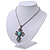 Antique Silver Turquoise Stone 'Cross' Pendant Necklace - 66cm L/ 3cm Ext - view 5