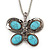 Turquoise Stone 'Butterfly' Pendant Necklace In Silver Plating - 68cm Length