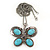 Turquoise Stone 'Butterfly' Pendant Necklace In Silver Plating - 68cm Length - view 2