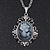 Long Crystal Grey Oval 'Cameo' Pendant Necklace In Silver Plating - 72cm Length/ 9cm Extension - view 2