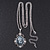Long Crystal Grey Oval 'Cameo' Pendant Necklace In Silver Plating - 72cm Length/ 9cm Extension - view 6