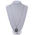 Long Crystal Grey Oval 'Cameo' Pendant Necklace In Silver Plating - 72cm Length/ 9cm Extension - view 7