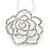 Clear Crystal Open Rose Pendant Necklace In Silver Plating - 38cm Length/ 4cm Extension - view 2