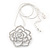 Clear Crystal Open Rose Pendant Necklace In Silver Plating - 38cm Length/ 4cm Extension - view 3