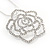 Clear Crystal Open Rose Pendant Necklace In Silver Plating - 38cm Length/ 4cm Extension - view 6