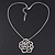 Clear Crystal Open Rose Pendant Necklace In Silver Plating - 38cm Length/ 4cm Extension - view 5