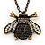 Long Vintage Diamante 'Bee' Pendant Necklace In Bronze Finish - 76cm Length/ 3cm Extension