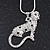 Silver Plated Diamante 'Leopard' Pendant Necklace - 40cm Length