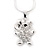 Silver Plated Diamante 'Cute Mouse' Pendant Necklace - 40cm Length - view 3