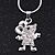 Silver Plated Diamante 'Cute Mouse' Pendant Necklace - 40cm Length