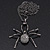 Shimmering Dim Grey Crystal Spider Pendant Necklace In Gun Metal - 60cm Length - view 7