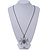 Shimmering Dim Grey Crystal Spider Pendant Necklace In Gun Metal - 60cm Length - view 5