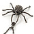 Shimmering Dim Grey Crystal Spider Pendant Necklace In Gun Metal - 60cm Length - view 4