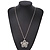 Long Crystal Simulated Pearl 'Flower' Pendant In Rhodium Plating - 74cm Length/ 10cm Extension - view 5