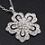 Long Crystal Simulated Pearl 'Flower' Pendant In Rhodium Plating - 74cm Length/ 10cm Extension - view 2
