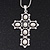 Simulated Pearl and Swarovski crystal 'Vaticana' Statement Cross Pendant and Chain (Silver Plating) - 36cm Length/ 8cm Extension