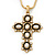 Simulated Pearl and Swarovski crystal 'Vaticana' Statement Cross Pendant and Chain (Gold Plating) - 36cm Length/ 8cm Extension - view 2