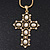 Simulated Pearl and Swarovski crystal 'Vaticana' Statement Cross Pendant and Chain (Gold Plating) - 36cm Length/ 8cm Extension