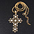 Simulated Pearl and Swarovski crystal 'Vaticana' Statement Cross Pendant and Chain (Gold Plating) - 36cm Length/ 8cm Extension - view 5