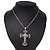 Caviar Simulated Pearl and Swarovski Crystal 'Crux Invicta' Statement Cross Pendant and Chain (Silver Plating) - 36cm Length/ 8cm Extension - view 7
