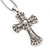 Caviar Simulated Pearl and Swarovski Crystal 'Crux Invicta' Statement Cross Pendant and Chain (Silver Plating) - 36cm Length/ 8cm Extension - view 6
