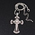 Caviar Simulated Pearl and Swarovski Crystal 'Crux Invicta' Statement Cross Pendant and Chain (Silver Plating) - 36cm Length/ 8cm Extension - view 8