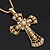 Caviar Simulated Pearl and Swarovski Crystal 'Crux Invicta' Statement Cross Pendant and Chain (Gold) - view 8