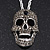 Long Dim Grey Swarovski Crystal 'Skull' Pendant In Rhodium Plating - 74cm Length/ 10cm Extension