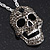 Long Dim Grey Swarovski Crystal 'Skull' Pendant In Rhodium Plating - 74cm Length/ 10cm Extension - view 2