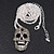 Long Dim Grey Swarovski Crystal 'Skull' Pendant In Rhodium Plating - 74cm Length/ 10cm Extension - view 3
