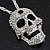 Long Clear Swarovski Crystal 'Skull' Pendant In Rhodium Plating - 74cm Length/ 10cm Extension - view 2