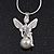 Diamante/ Simulated Pearl 'Fairy' Pendant Necklace In Rhodium Plated Metal - 40cm/ 5cm Extension