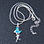 Delicate Aquamarine Coloured CZ 'Fairy' Pendant Necklace In Rhodium Plating - 42cm Length/ 5cm Extension - March Birth Stone - view 5