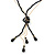 Long Black Faceted Glass Bead & Gold Beaded Chain Tassel Necklace - 76cm Length/ 12cm Tassel - view 2