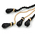 Long Black Faceted Glass Bead & Gold Beaded Chain Tassel Necklace - 76cm Length/ 12cm Tassel - view 4