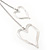Long Double Heart Pendant Necklace In Rhodium Plating - 62cm Length/ 23cm Heart Tassel - view 3