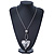 Hammered Silver Plated Statement Heart Pendant on Bead Chain - 76cm Long 8cm Extension - view 3