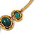 Ethnic Green Resin Oval Stone In Burn Gold Metal Choker Necklace - 34cm Length/ 6cm Extender - view 6